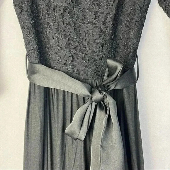 Mango Suit Black Lace Long Sleeve Maxi Formal Fit & Flare Dress XS - Picture 4 of 8